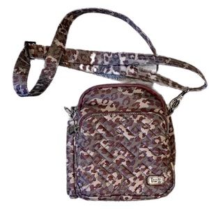 LUG Can Can Crossbody Bag in Leopard Berry Print 7 X 8 X 3”